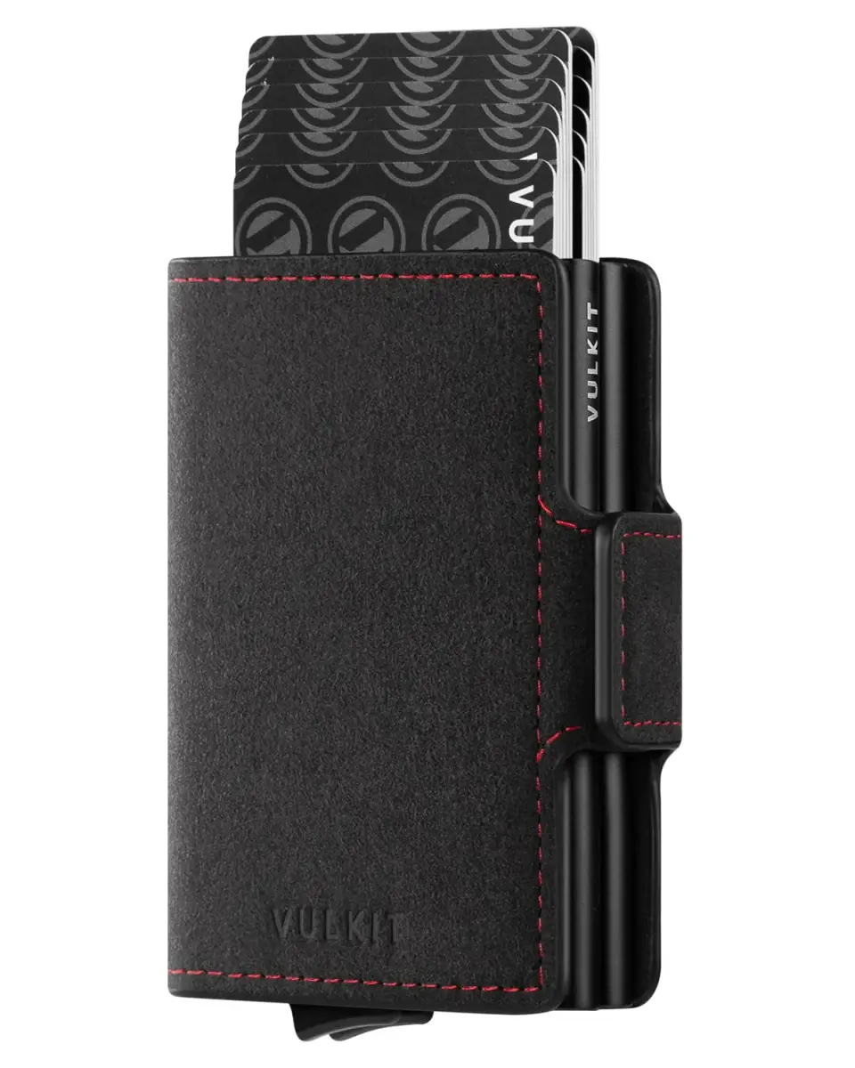 VULKIT Automatic Pop Up Double Card Holder RFID Blocking Leather Magnetic Wallet 14 Card Capacity (Dark Grey) - main product image