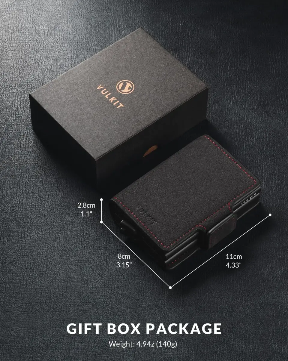 VULKIT Automatic Pop Up Double Card Holder RFID Blocking Leather Magnetic Wallet 14 Card Capacity (Dark Grey) - view 6