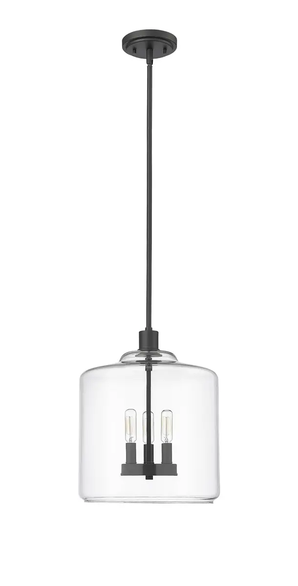 ML Lighting Asheville Collection 46933-MB Metal 3-Light Pendant in Matte Black | Adjustable Heirloom Quality Ceiling Fixture - main product image