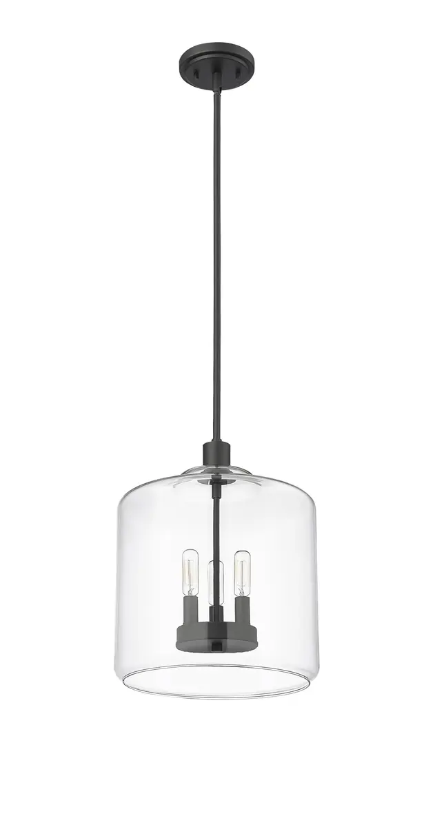 ML Lighting Asheville Collection 46933-MB Metal 3-Light Pendant in Matte Black | Adjustable Heirloom Quality Ceiling Fixture - view 3