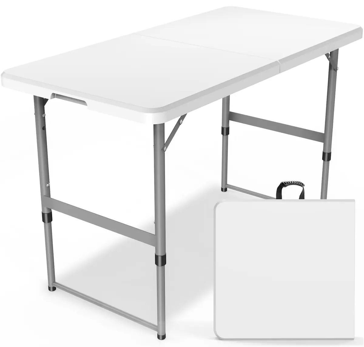 VTOY 4FT Folding Table | Heavy Duty Indoor Outdoor with Carry Handle (4FT, White) - main product image