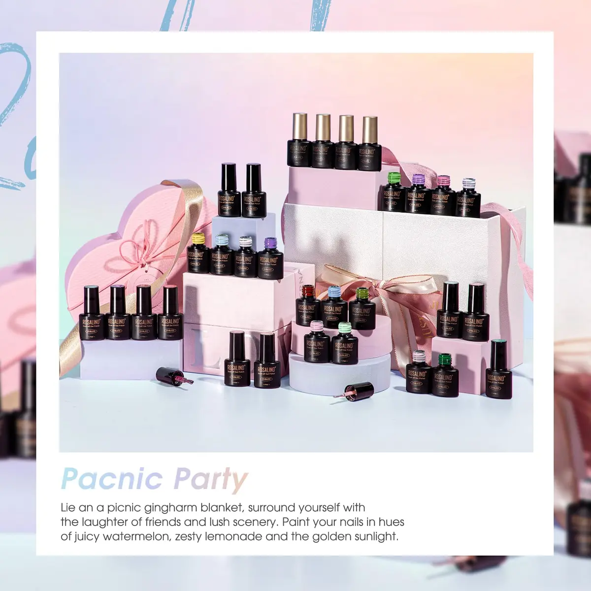ROSALIND 30PCS Pastel Gel Nail Polish Set, 5ml (0.17 Fl Oz) Each | 26 Bright Neon Colors with Base & Glitter Top Coats - view 6