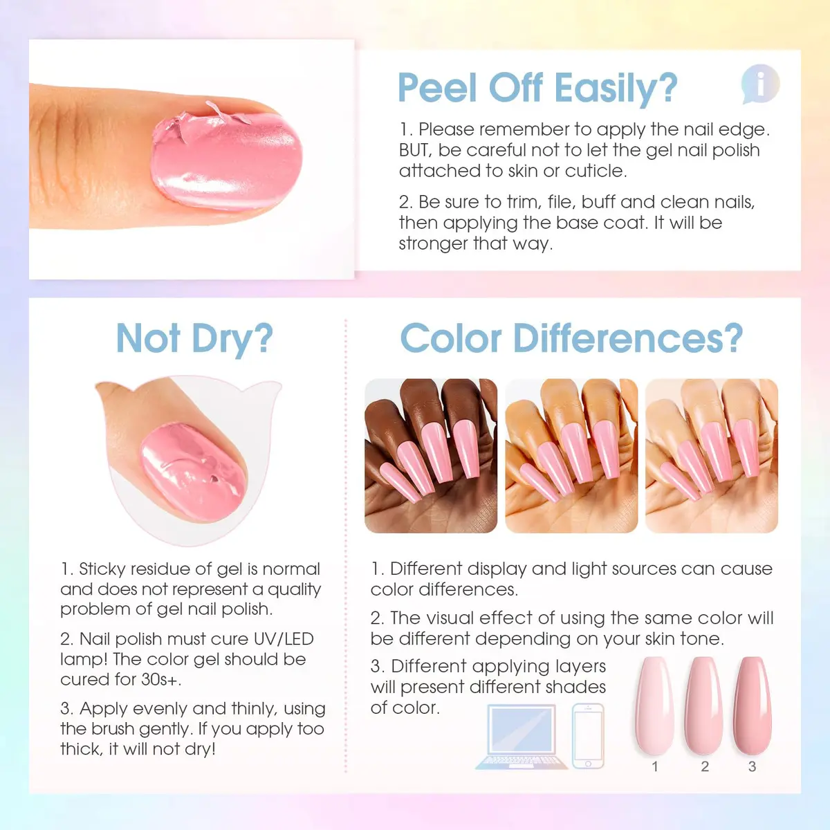 ROSALIND 30PCS Pastel Gel Nail Polish Set, 5ml (0.17 Fl Oz) Each | 26 Bright Neon Colors with Base & Glitter Top Coats - view 8