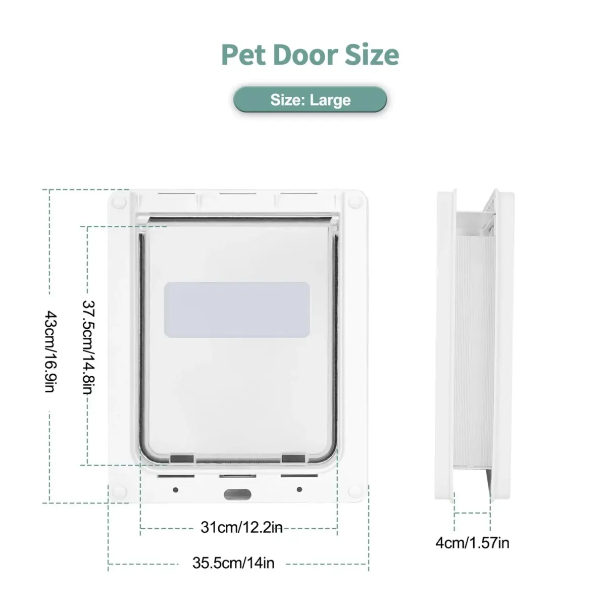 Lessmon Large Magnetic Locking Dog Door 44cm (17.1in) Tall | Weatherproof & Secure Pet Access - view 2