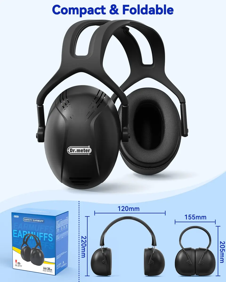 Dr.meter Large Noise Cancelling Headphones for Adults, 35dB SNR | Adjustable Headband & Double-Certified Safety - view 5