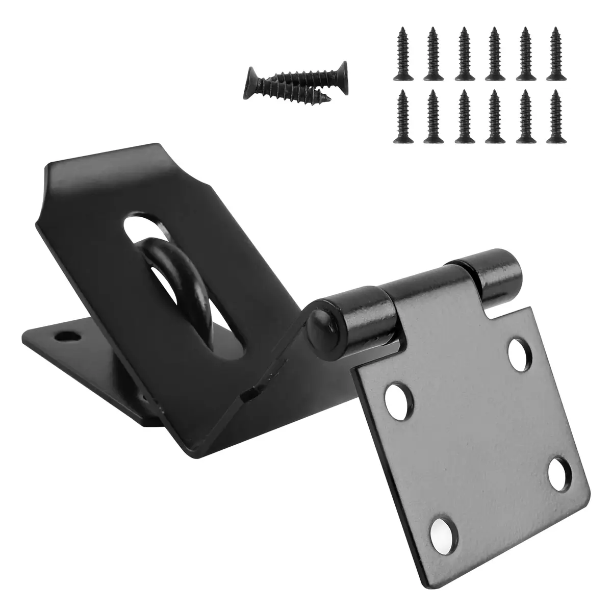 HOWDIA 90 Degree Hasp Latch 6.3cm (2.48 Inch) | Stainless Steel Black Safety Lock for Doors - main product image