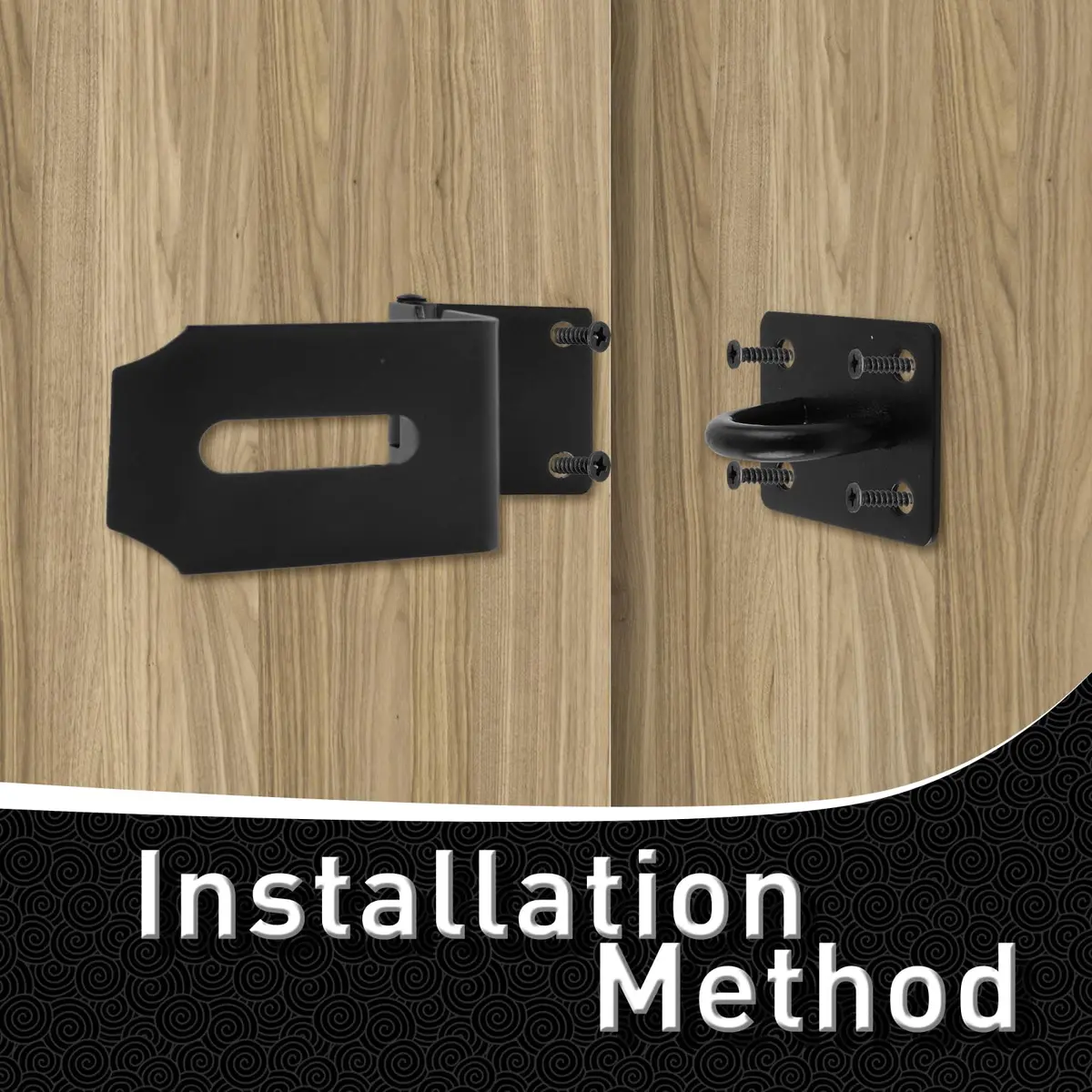 HOWDIA 90 Degree Hasp Latch 6.3cm (2.48 Inch) | Stainless Steel Black Safety Lock for Doors - view 9