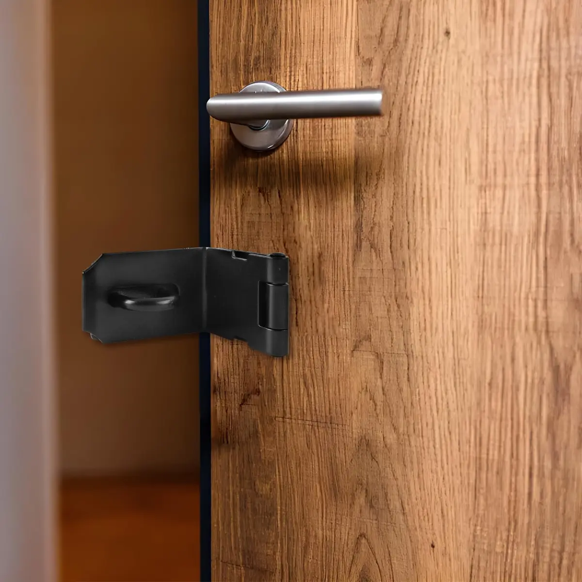 HOWDIA 90 Degree Hasp Latch 6.3cm (2.48 Inch) | Stainless Steel Black Safety Lock for Doors - view 4