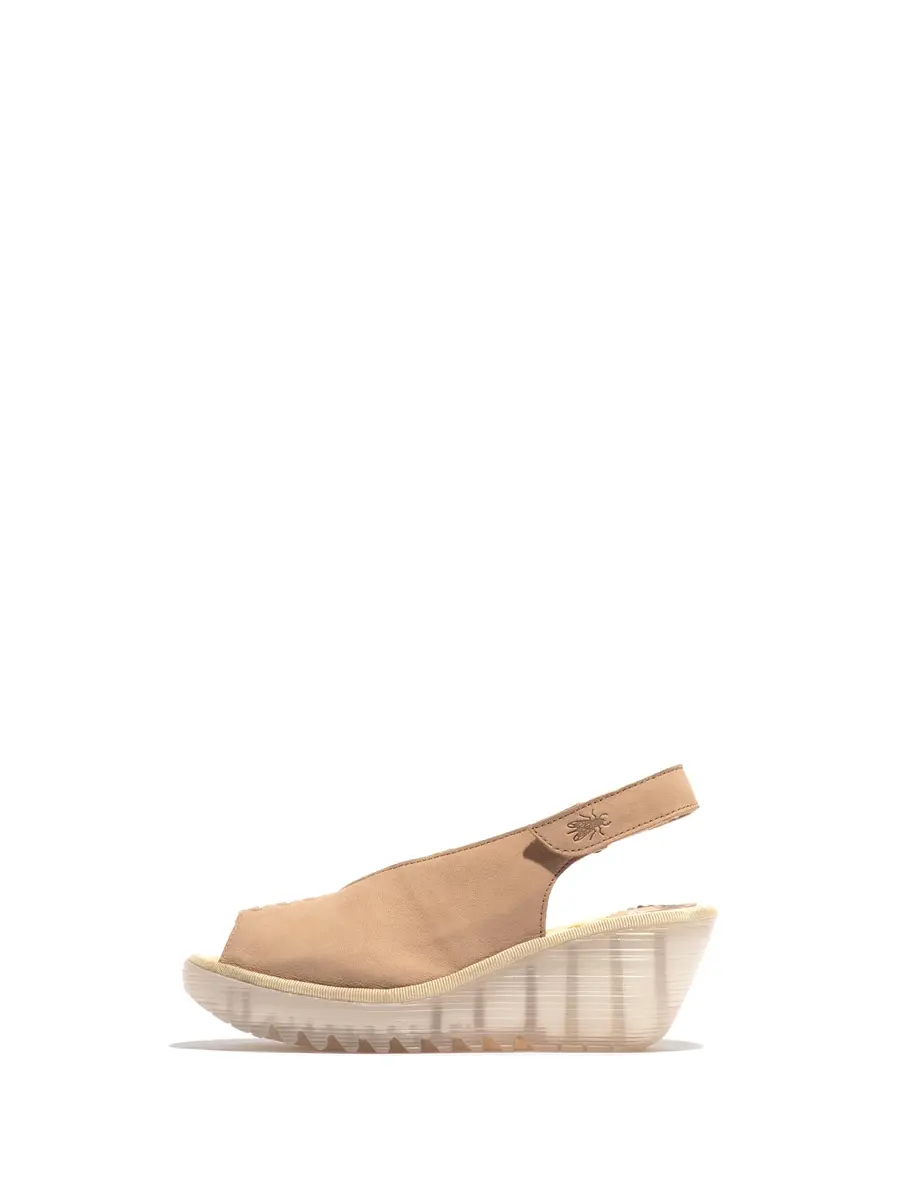 Fly London Womens YEAY387FLY Wedge Sandal 9-9.5 Medium | Taupe Cupido, Leather Suede Upper, Rubber Sole - main product image
