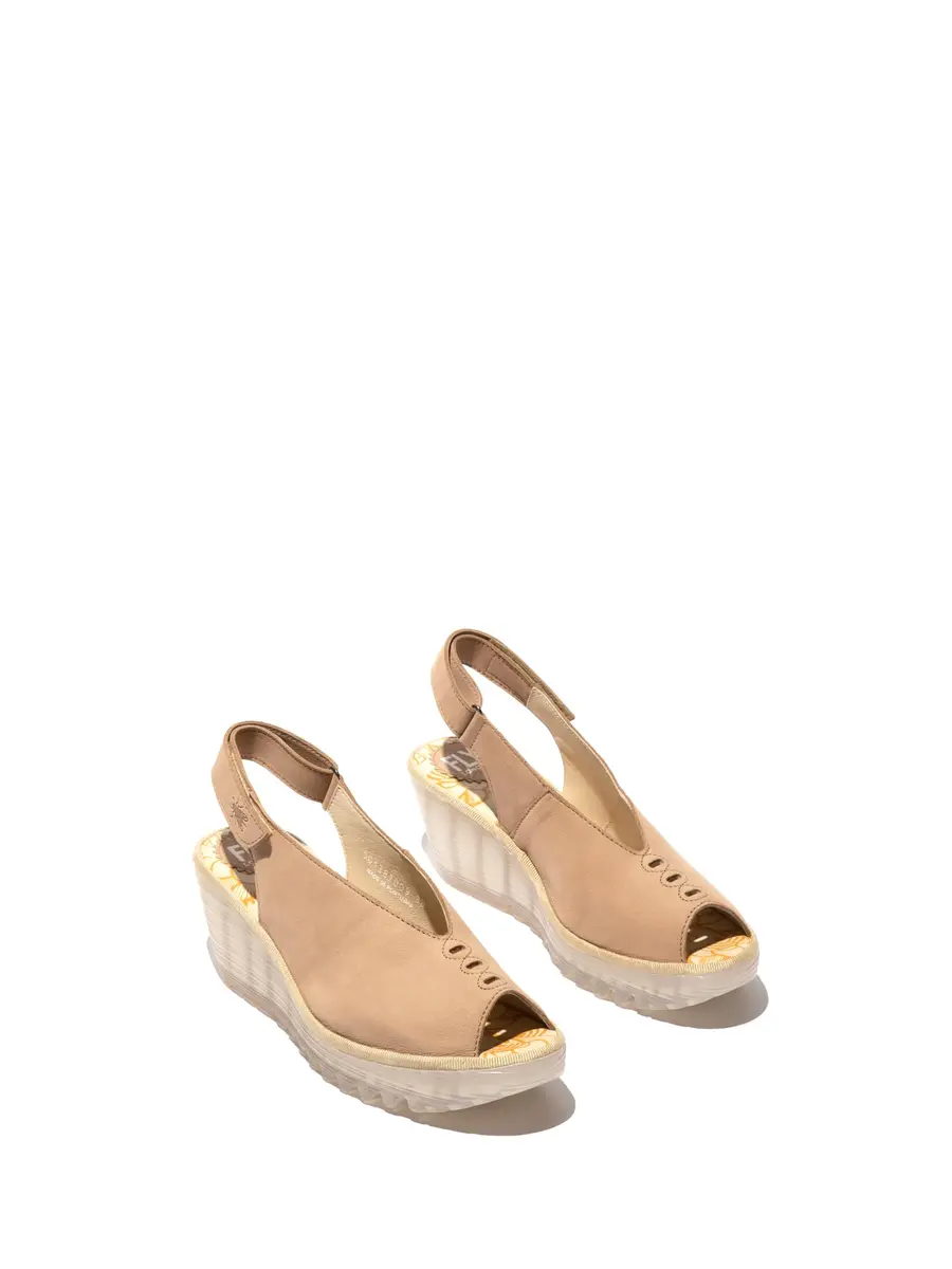 Fly London Womens YEAY387FLY Wedge Sandal 9-9.5 Medium | Taupe Cupido, Leather Suede Upper, Rubber Sole - view 2