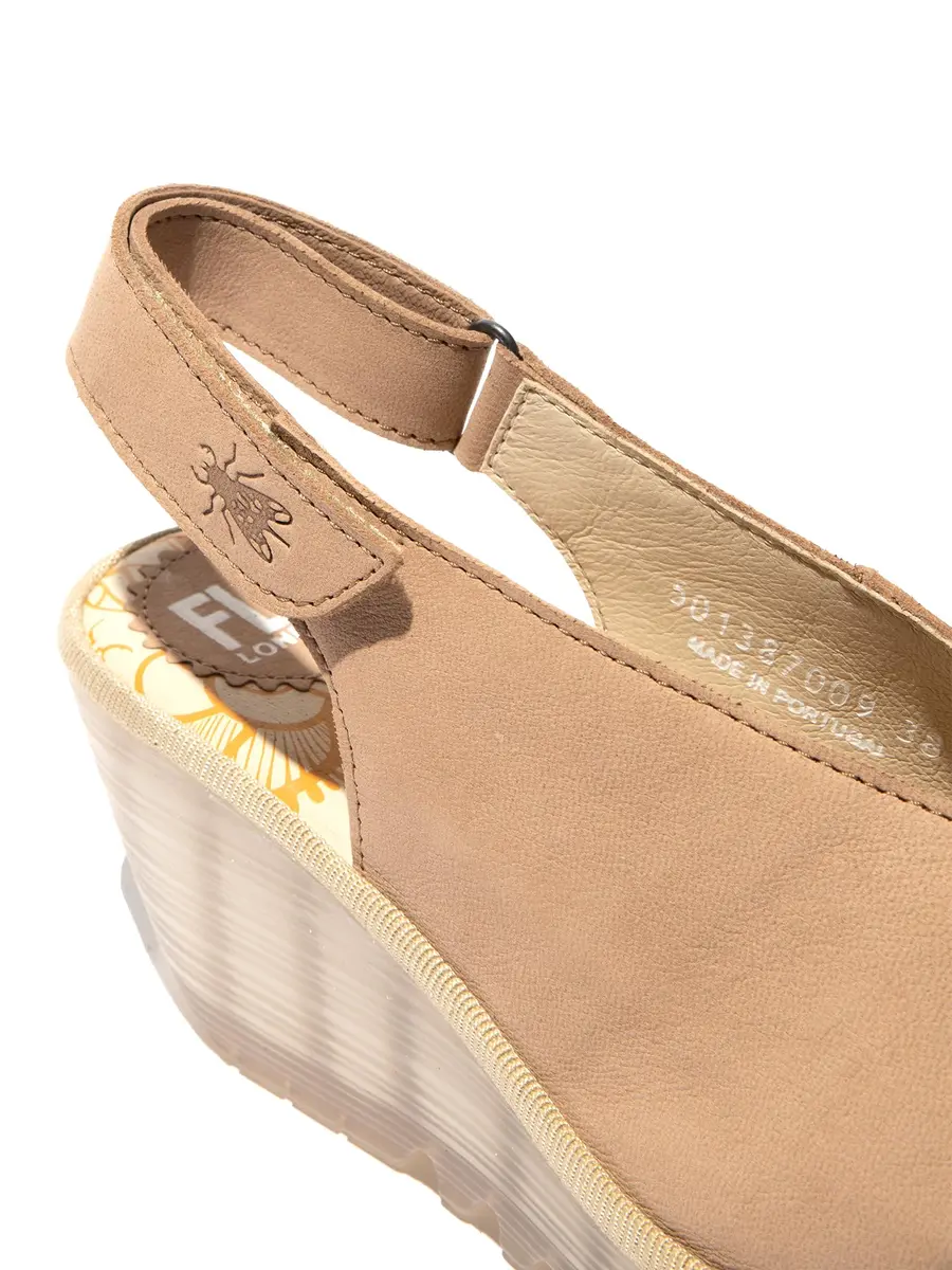 Fly London Womens YEAY387FLY Wedge Sandal 9-9.5 Medium | Taupe Cupido, Leather Suede Upper, Rubber Sole - view 4