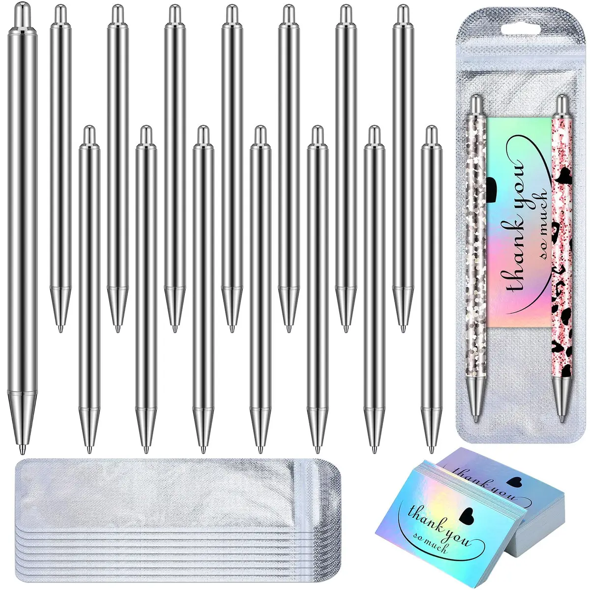 Qilery 15 Set Stainless Steel Resin Blank Epoxy Pens | 0.5mm Line Size - main product image