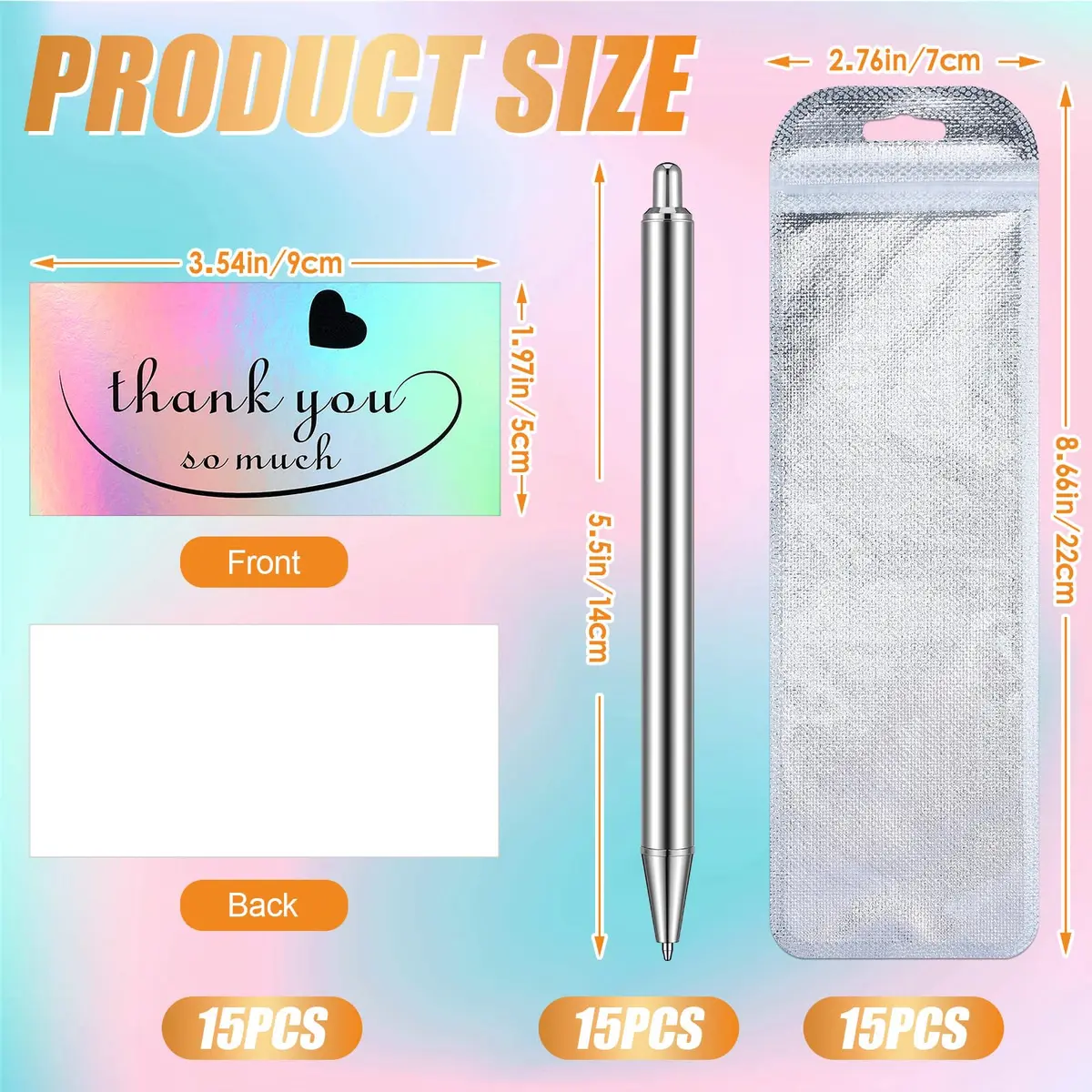 Qilery 15 Set Stainless Steel Resin Blank Epoxy Pens | 0.5mm Line Size - view 2