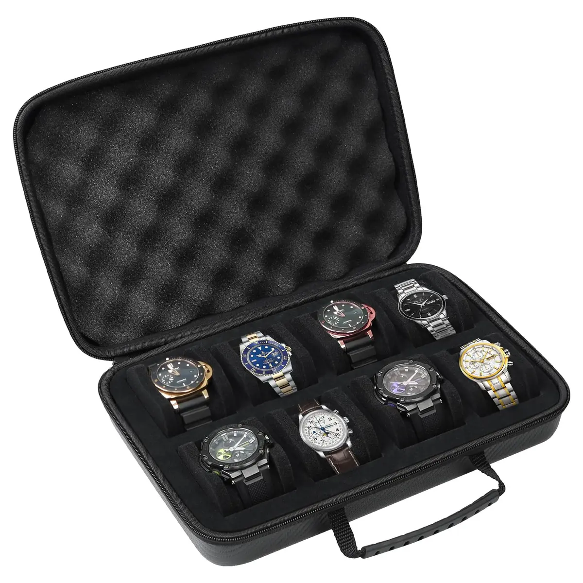CAIOVSE Watch Travel Case, 8 Slots | Hard Watch Organizer with Removable Shockproof Pillows - main product image