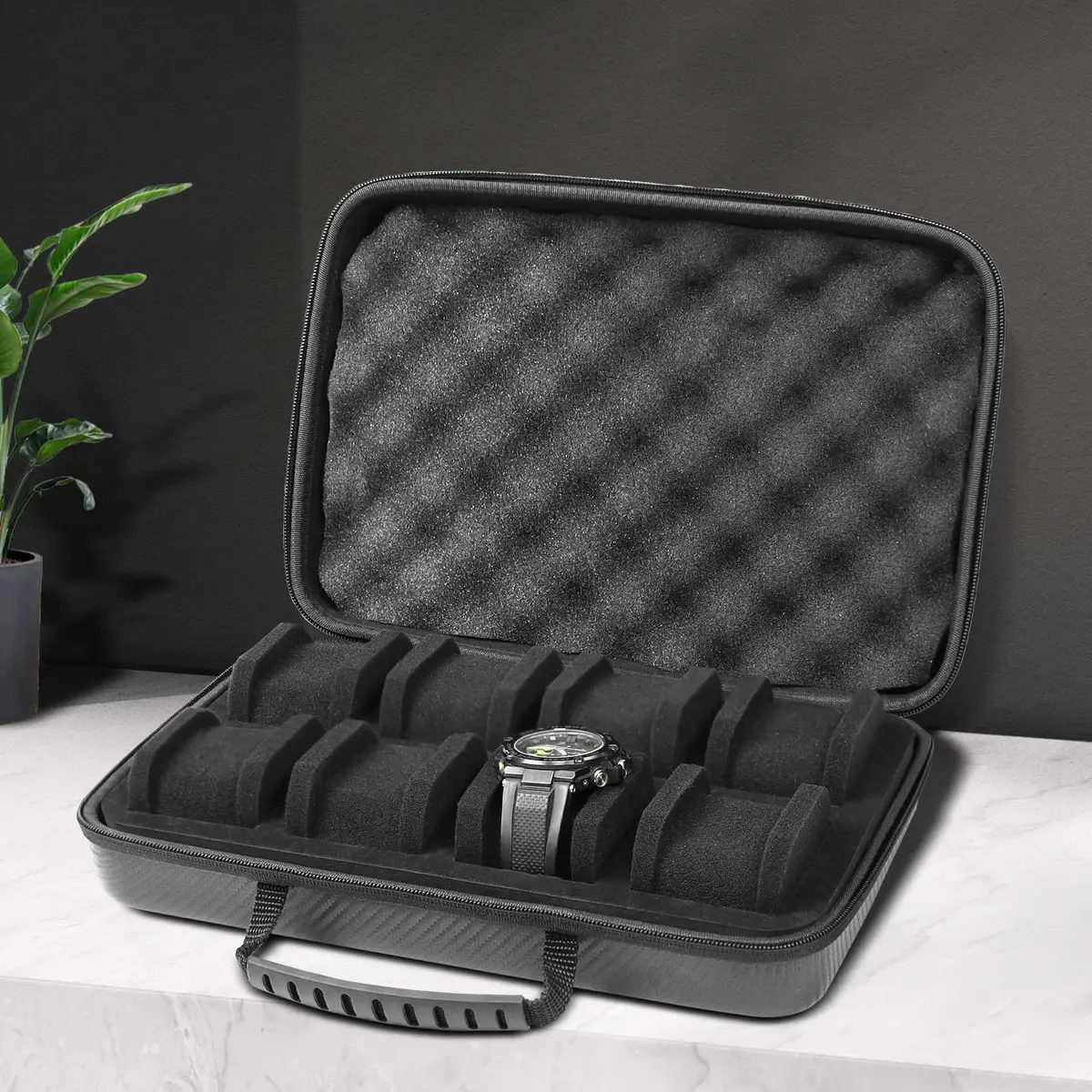 CAIOVSE Watch Travel Case, 8 Slots | Hard Watch Organizer with Removable Shockproof Pillows - view 6