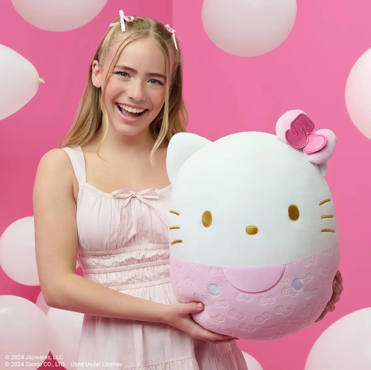 Squishmallows Hello Kitty 14-Inch Plush 50th Anniversary Pink Embossed | Ultrasoft Sanrio Toy for Kids - view 4