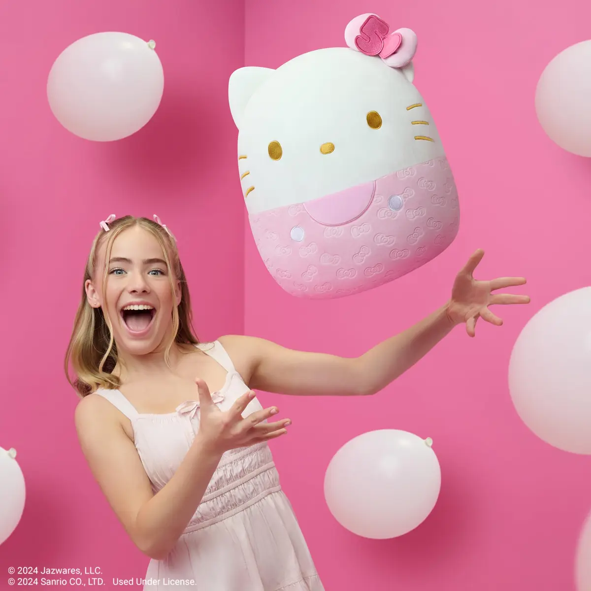 Squishmallows Hello Kitty 14-Inch Plush 50th Anniversary Pink Embossed | Ultrasoft Sanrio Toy for Kids - view 2