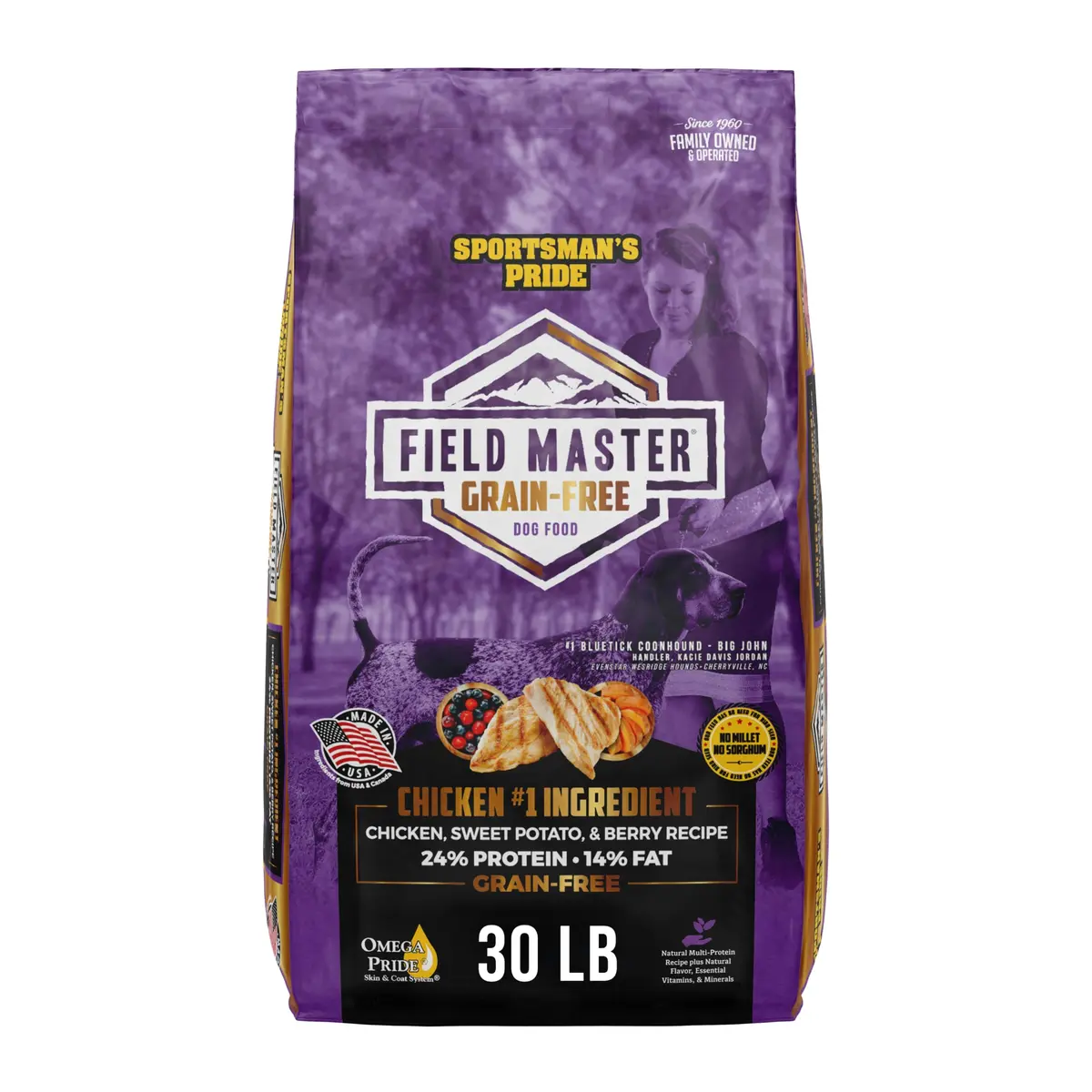 Sportsman's Pride Grain-Free Chicken, Sweet Potato & Berry Dog Food 13.6kg (30 lb) | Supports Sensitive Dogs - main product image
