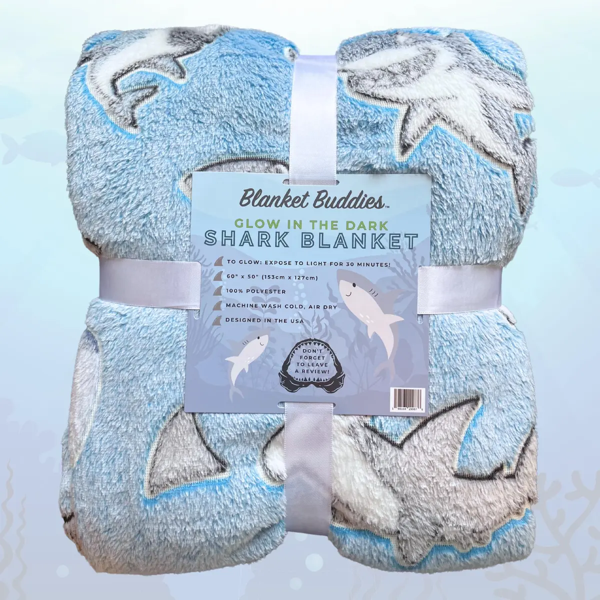 Blanket Buddies Glow in The Dark Shark Fleece Throw Blanket 127cm x 152cm (50" x 60") | Soft, Lightweight, Warm for Boys & Girls - view 4