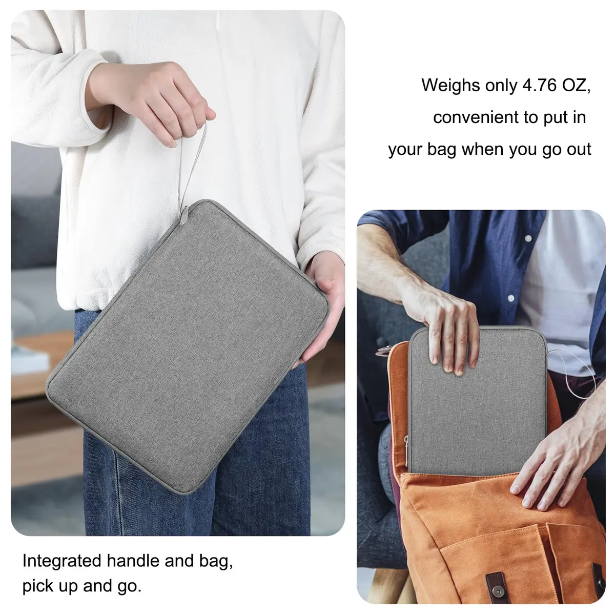 DTTO 9-11" Tablet Sleeve with Handle | Gray Portable Electronic Device Cover - view 6