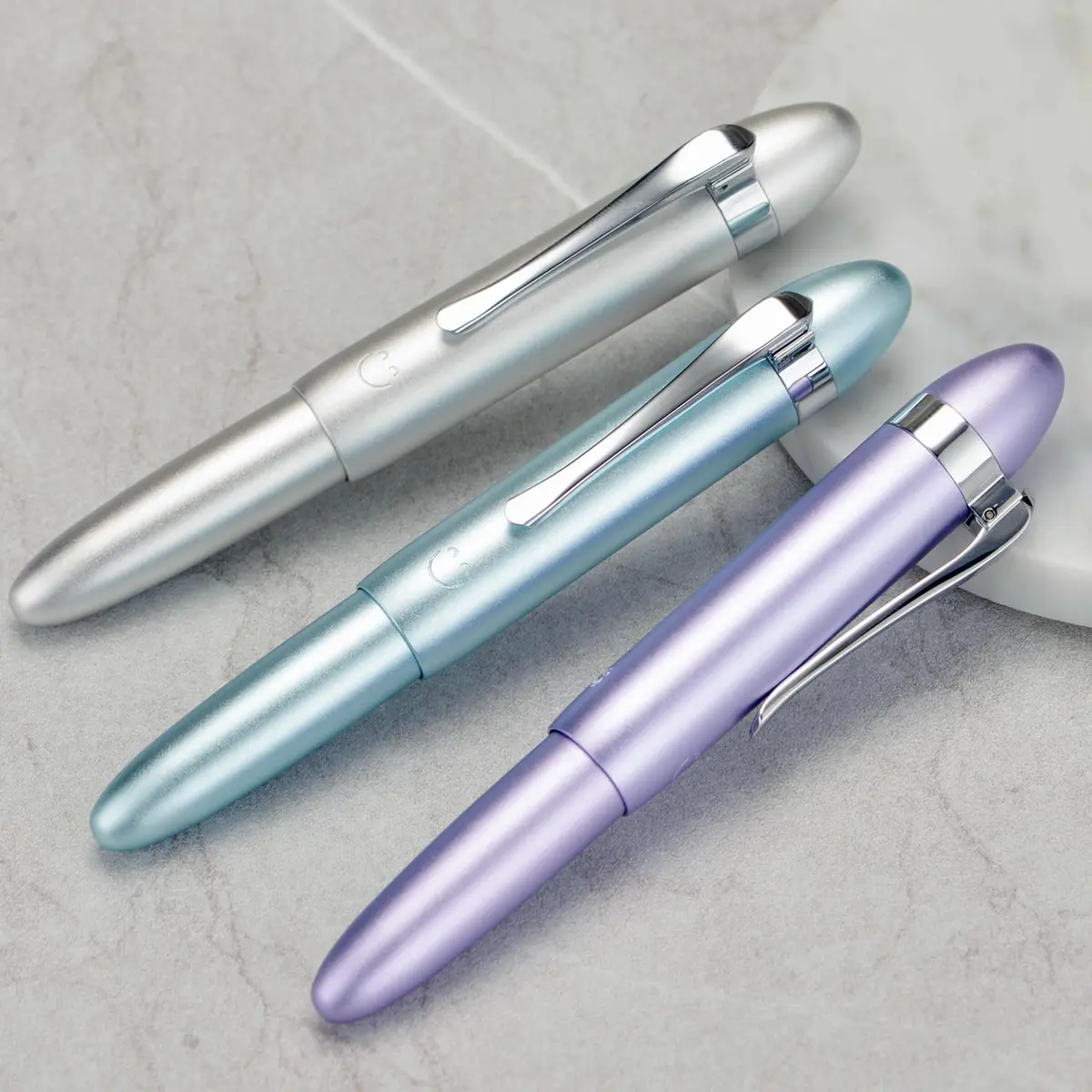 HONG DIAN M1 Fountain Pen Fine Nib, Ice Blue & Submarine Shape Aluminium Short Mini Pocket Travel Pen (105mm / 4.13 inches, 21g) - view 4