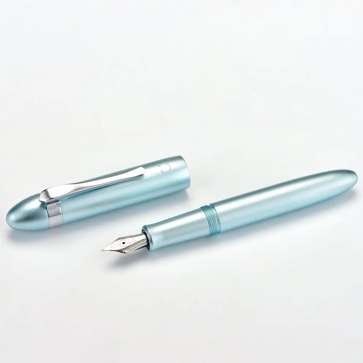 HONG DIAN M1 Fountain Pen Fine Nib, Ice Blue & Submarine Shape Aluminium Short Mini Pocket Travel Pen (105mm / 4.13 inches, 21g) - view 2