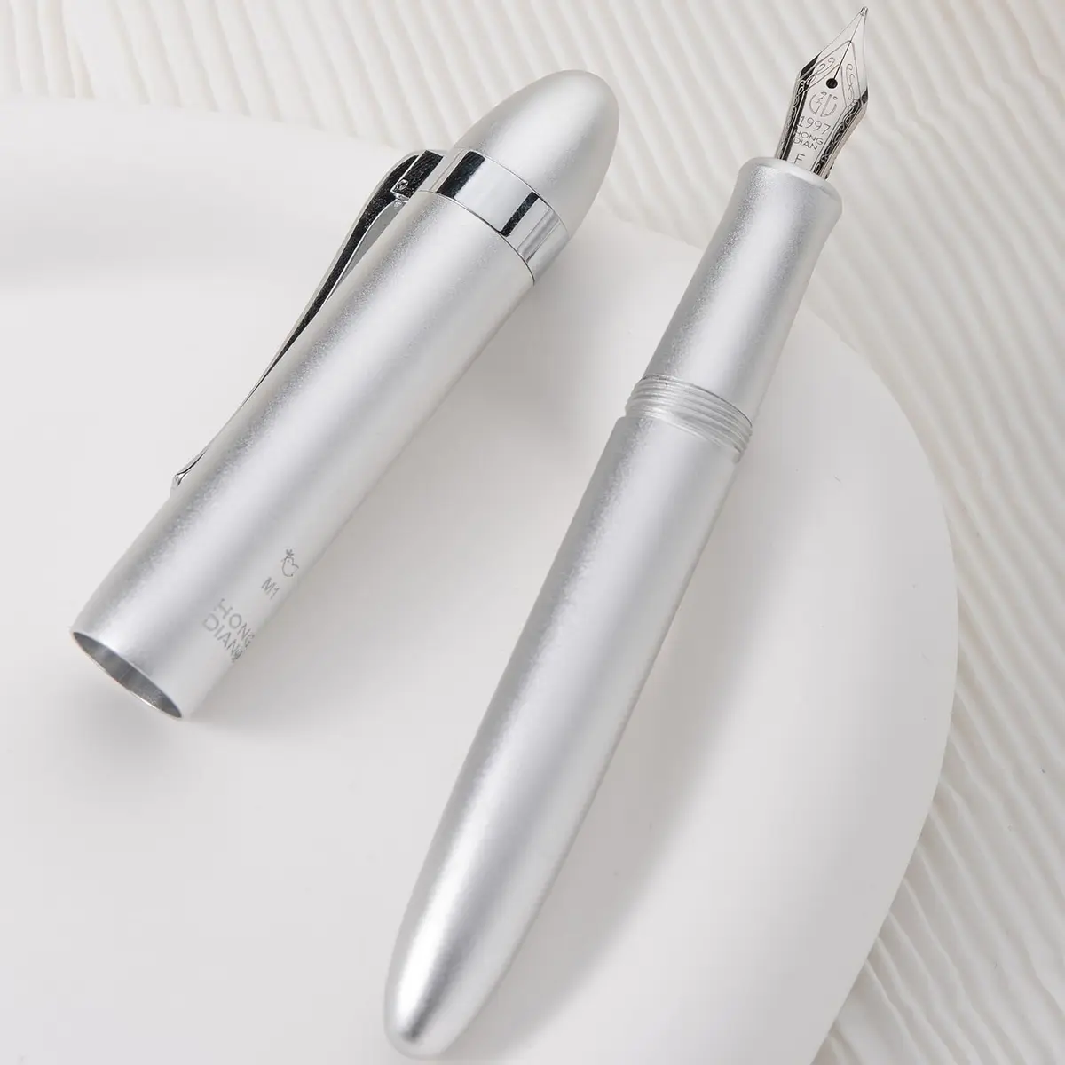 HONG DIAN M1 Fountain Pen Extra Fine Nib, Silver Submarine Shape Aluminium Pocket Travel Pen | Smooth Ink Flow Writing Instrument - view 4