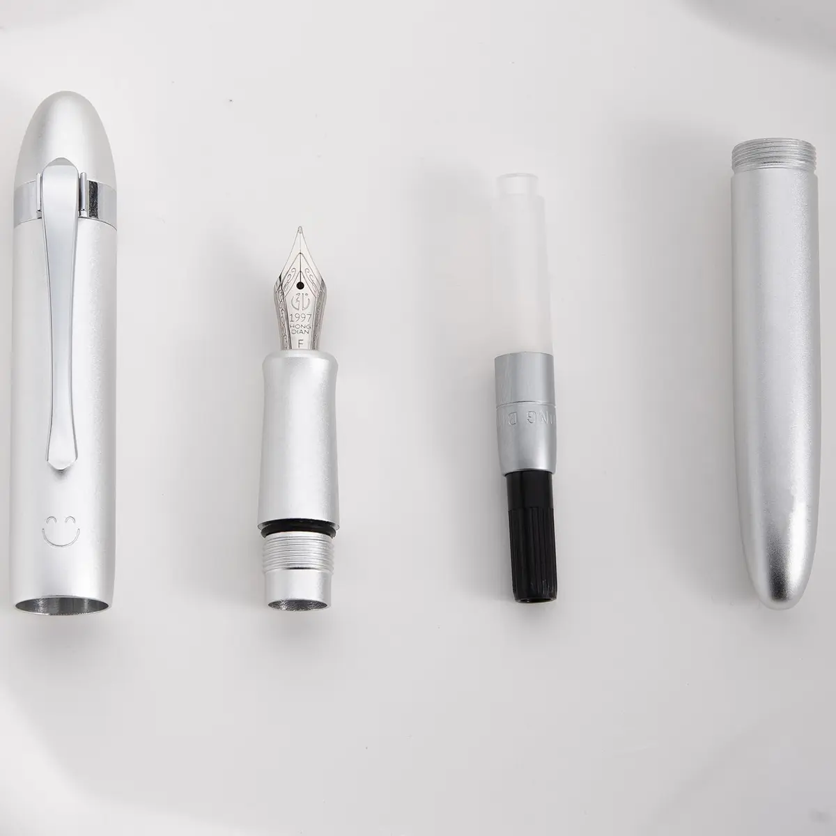 HONG DIAN M1 Fountain Pen Extra Fine Nib, Silver Submarine Shape Aluminium Pocket Travel Pen | Smooth Ink Flow Writing Instrument - view 5
