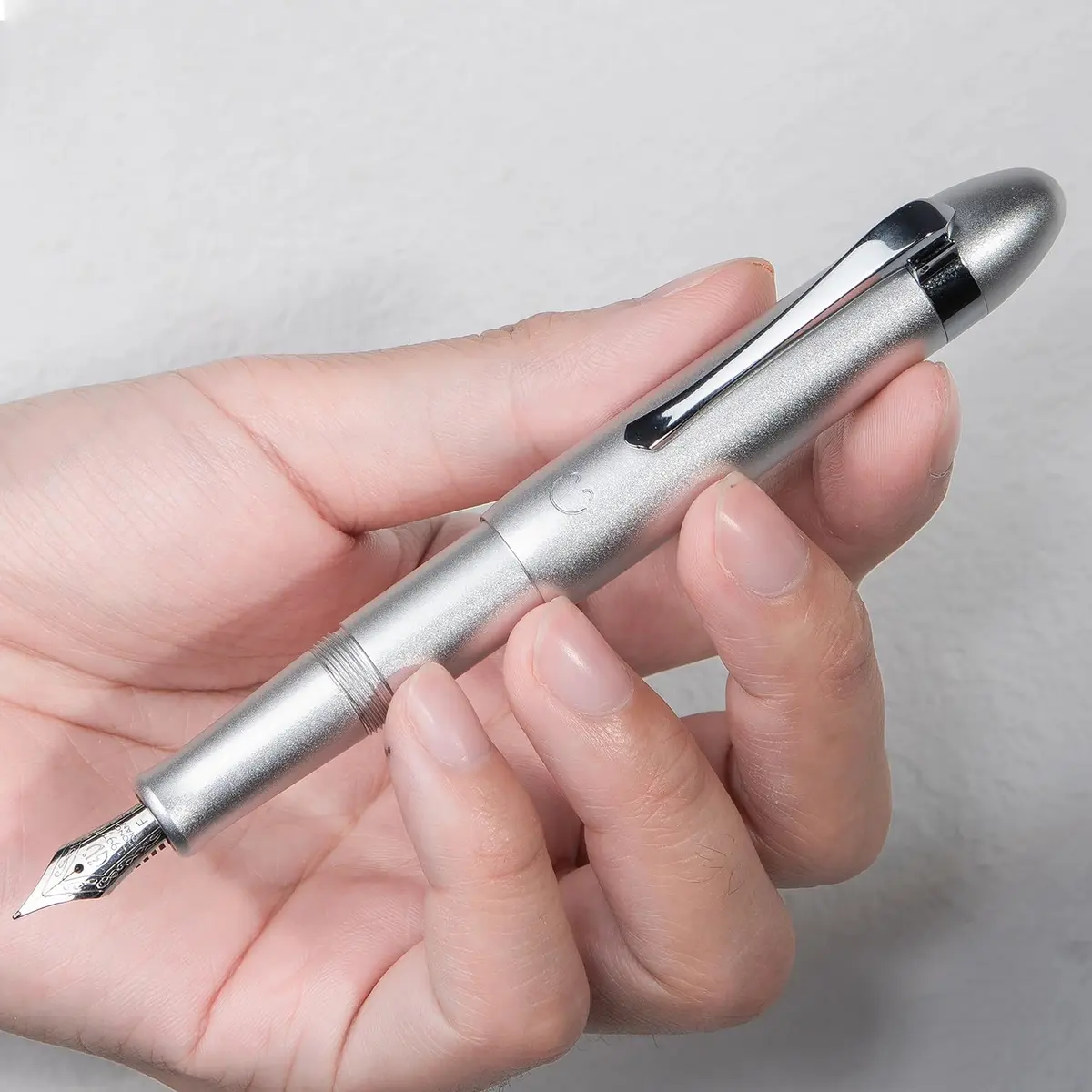 HONG DIAN M1 Fountain Pen Extra Fine Nib, Silver Submarine Shape Aluminium Pocket Travel Pen | Smooth Ink Flow Writing Instrument - view 9