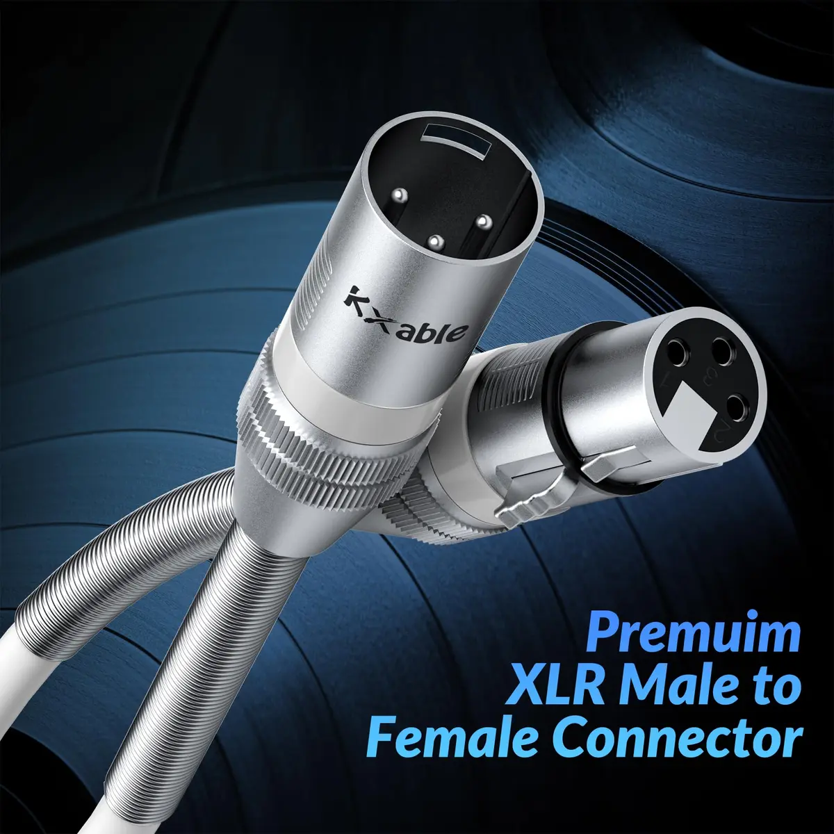 Kxable Premium XLR Cable 3 FT | Heavy-Duty 22AWG Copper, Male to Female, White - view 4