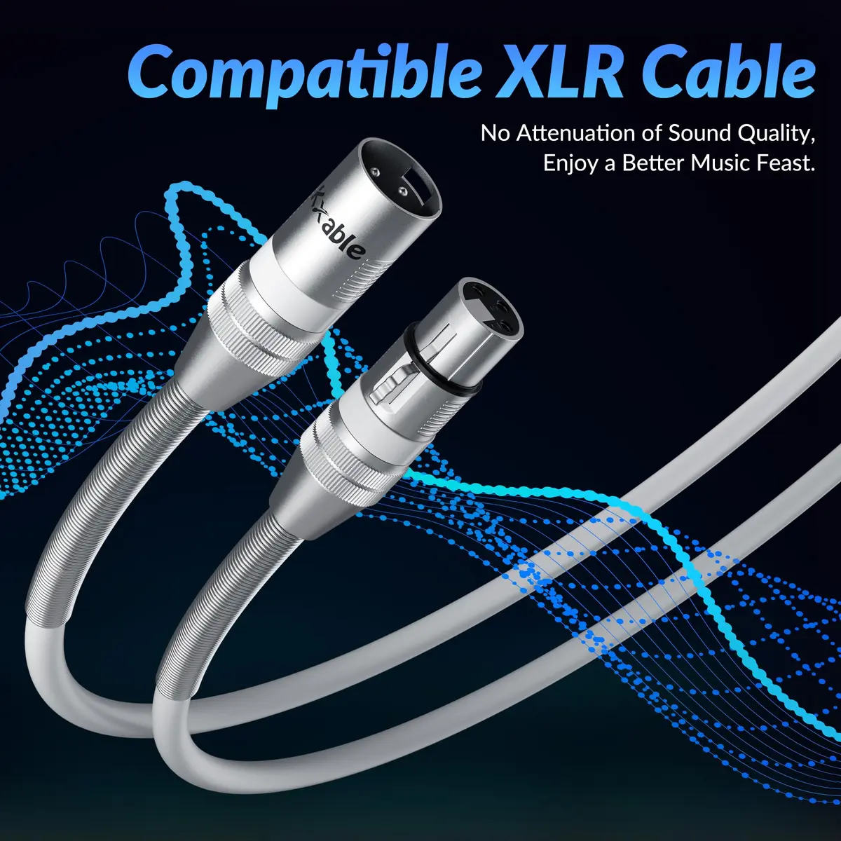 Kxable Premium XLR Cable 3 FT | Heavy-Duty 22AWG Copper, Male to Female, White - view 5