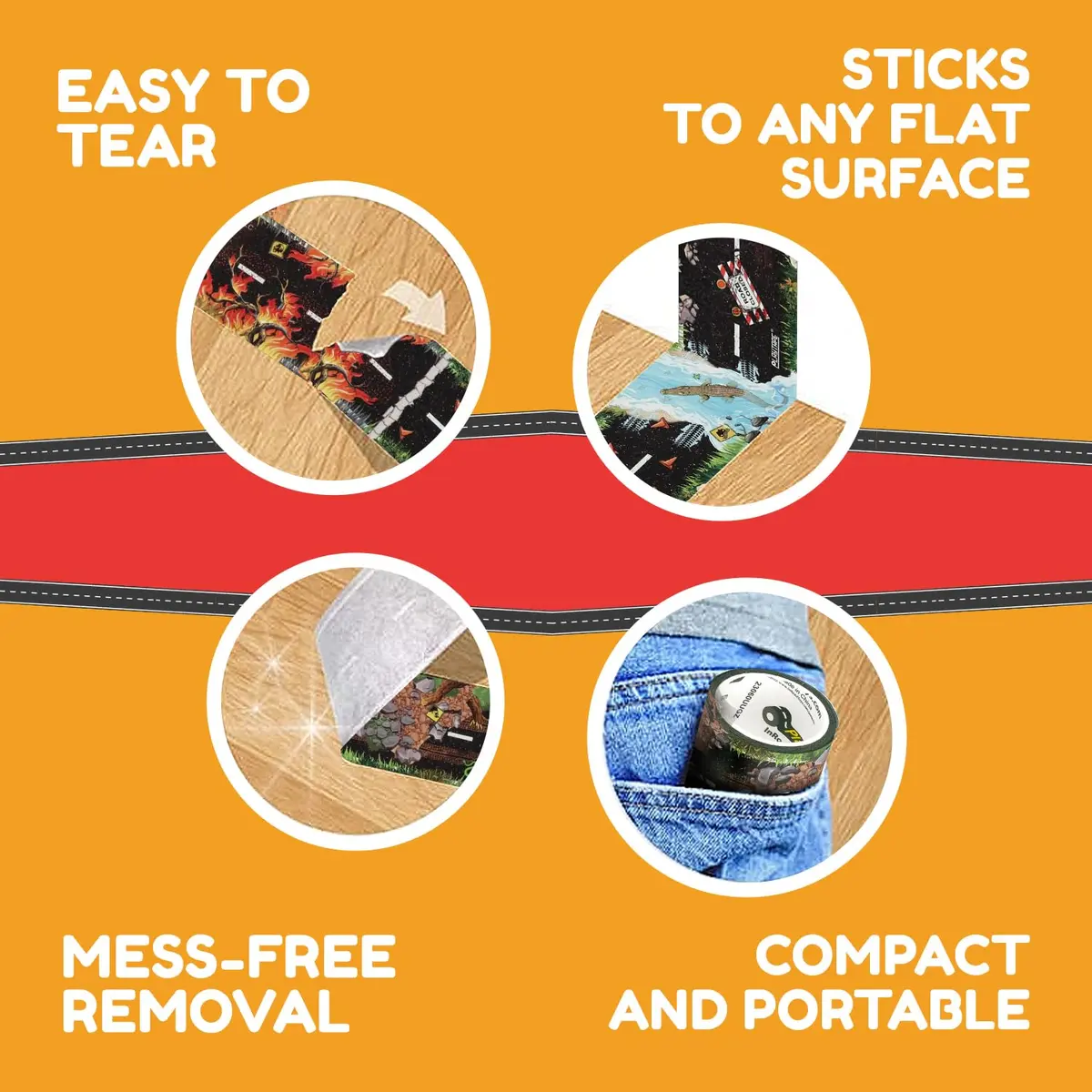 PlayTape Dirt Road Tape for Toy Cars 2.54 cm x 9.14 m (2 in. x 30 ft.) | Creates Realistic Roads for Imaginative Play - view 4