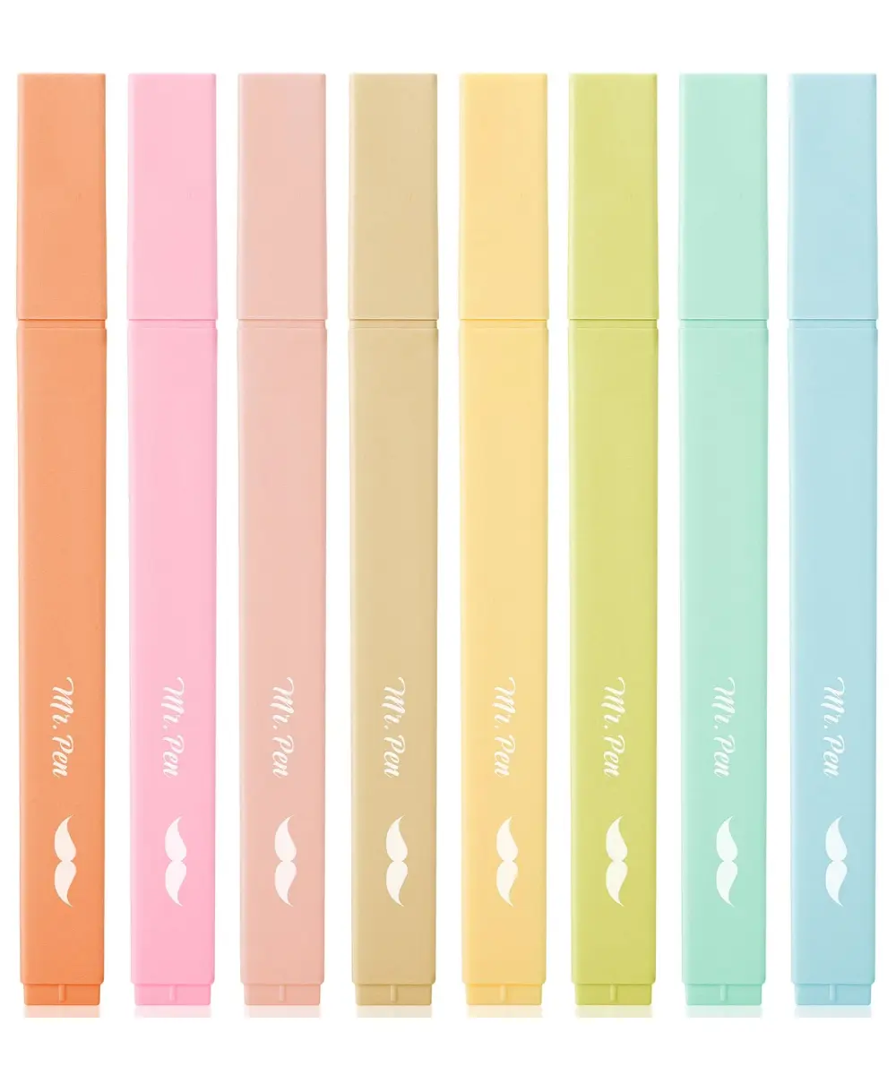 Mr. Pen Aesthetic Highlighters No Bleed, 8 Pack, Assorted Pastel Colors | Chisel Tip, Fast Dry, Journaling Supplies - main product image