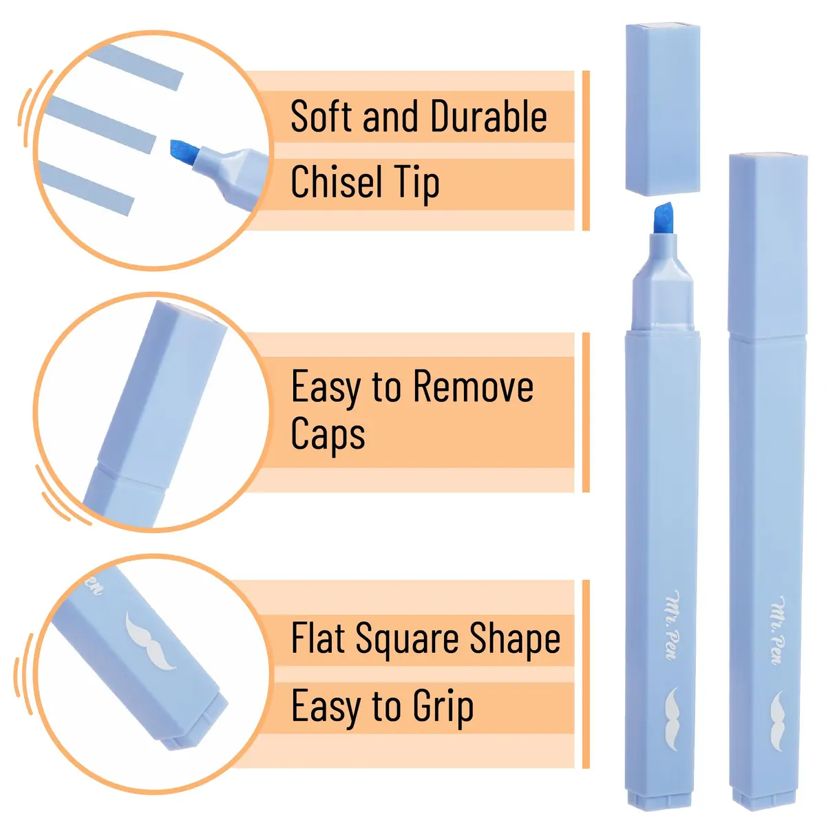 Mr. Pen Aesthetic Highlighters 8 Pack Pastel Colors | Chisel Tip, Fast Dry, No Bleed for Journaling - view 3