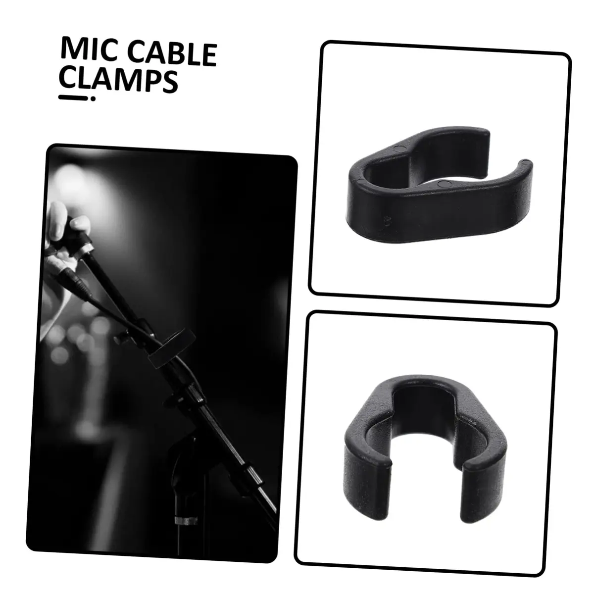 TOPPERFUN ABS Microphone Cable Clips for 15-20mm Poles, Black (10-Pack) | Secure Mic Cables on Stands - view 5