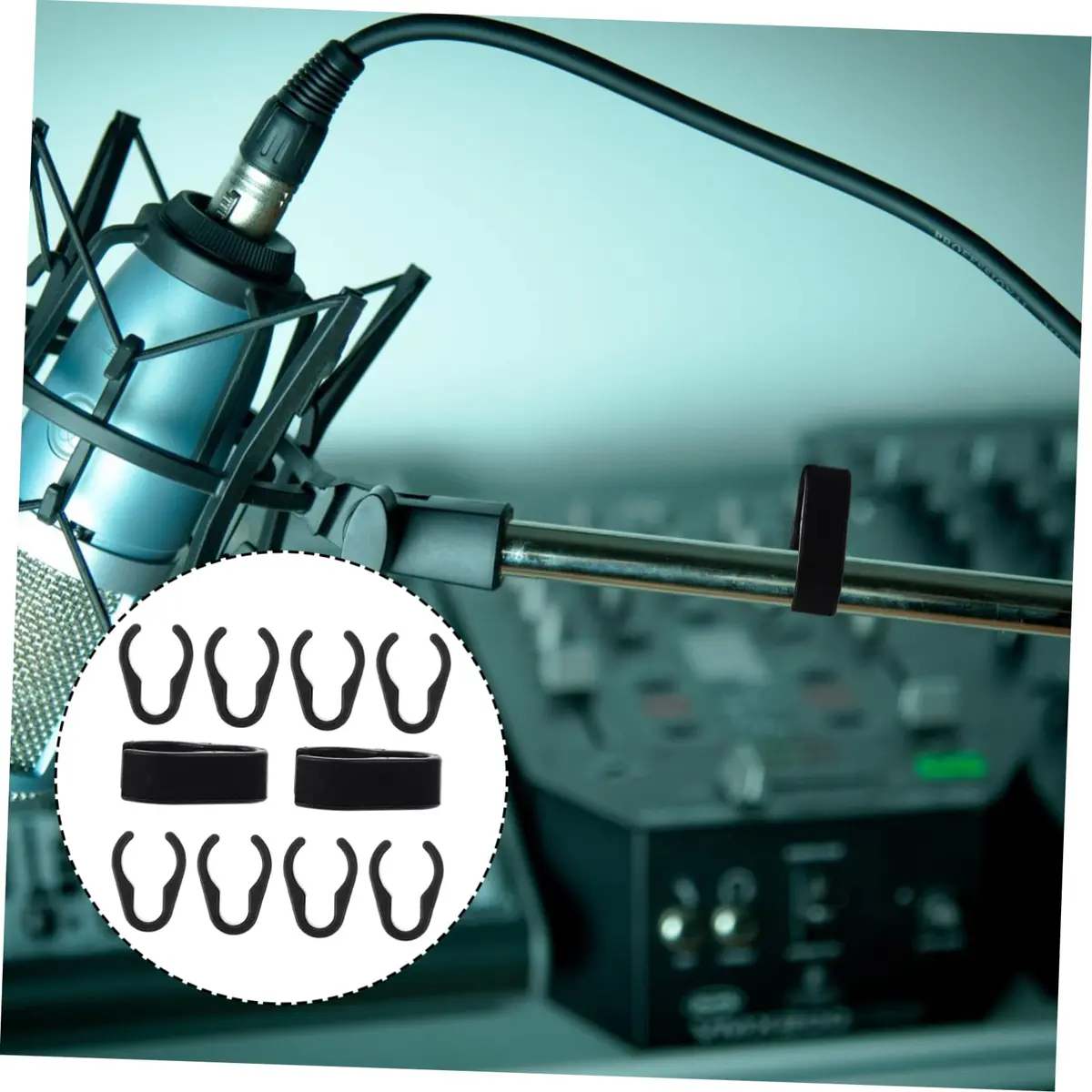 TOPPERFUN ABS Microphone Cable Clips for 15-20mm Poles, Black (10-Pack) | Secure Mic Cables on Stands - view 7