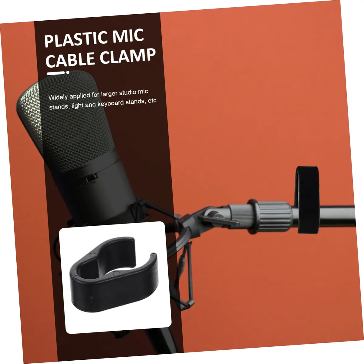 TOPPERFUN ABS Microphone Cable Clips for 15-20mm Poles, Black (10-Pack) | Secure Mic Cables on Stands - view 4