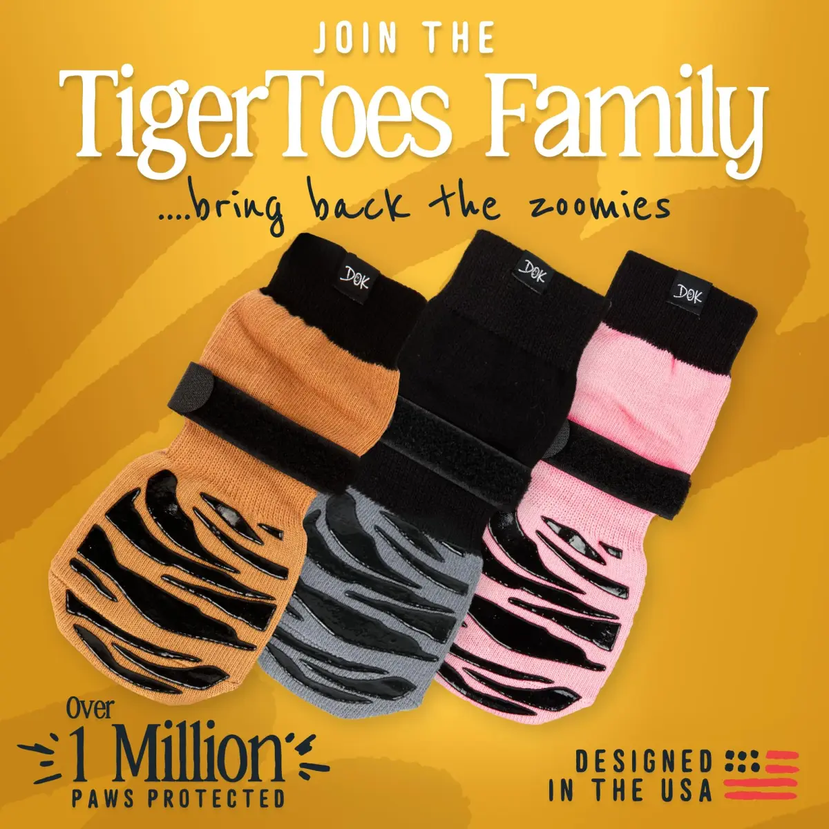 DOK TigerToes Non-Slip Dog Socks XL (2.9"-3.4" Paw Width) | 4-Pack for Hardwood Floors & Hot Pavement - view 9