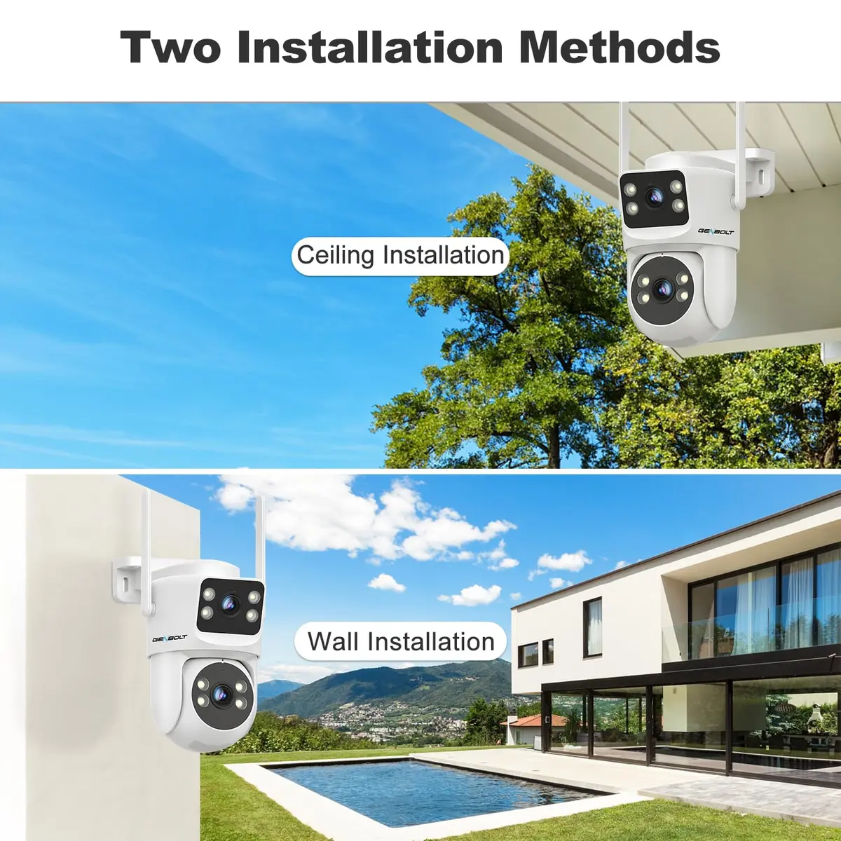 GENBOLT Waterproof PTZ WiFi Security Camera Outdoor 5MP | Dual Lens, Full Color Night Vision, 355° Rotation - view 6