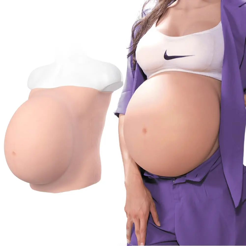 YRZGSAWJ Realistic Fake Pregnant Belly Small/Medium Beige | Lightweight Cotton-Filled Design with Wide Adjustable Waistband - main product image