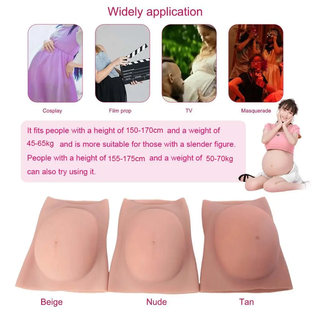 YRZGSAWJ Realistic Fake Pregnant Belly Small/Medium Beige 1.6-2kg (5-10 Months) | Lightweight Cotton-Filled Prop for Cosplay & Film - view 6