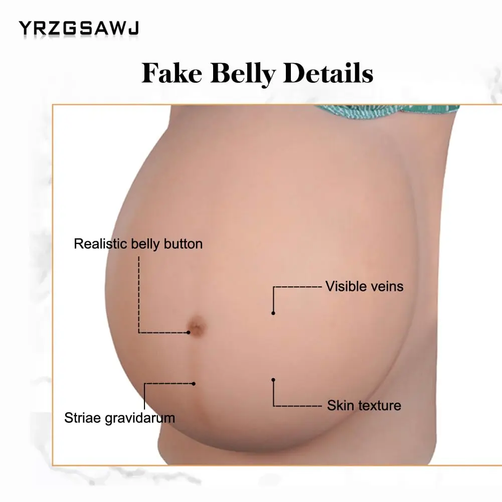 YRZGSAWJ Realistic Fake Pregnant Belly Small/Medium Beige 1.6-2kg (5-10 Months) | Lightweight Cotton-Filled Prop for Cosplay & Film - view 7