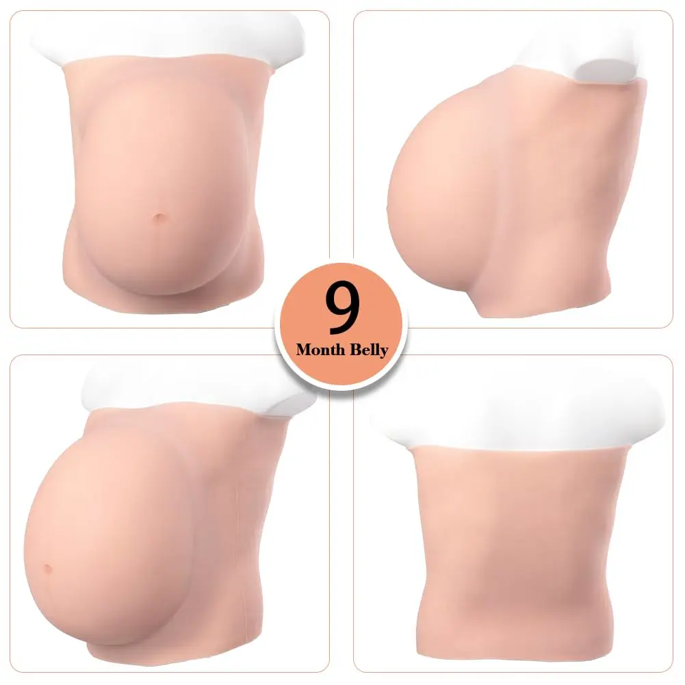 YRZGSAWJ Realistic Fake Pregnant Belly Small/Medium Beige 1.6-2kg (5-10 Months) | Lightweight Cotton-Filled Prop for Cosplay & Film - view 2