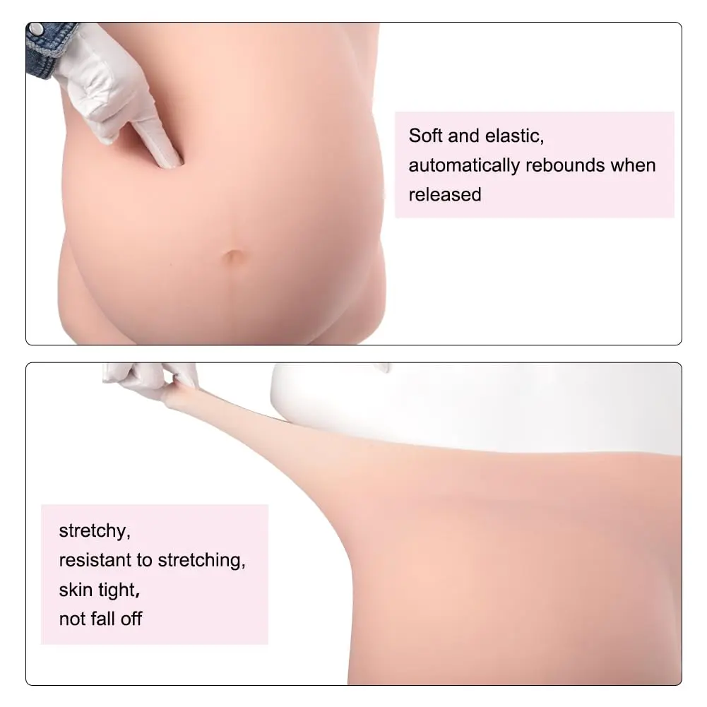 YRZGSAWJ Realistic Fake Pregnant Belly Small/Medium Beige 1.6-2kg (5-10 Months) | Lightweight Cotton-Filled Prop for Cosplay & Film - view 3