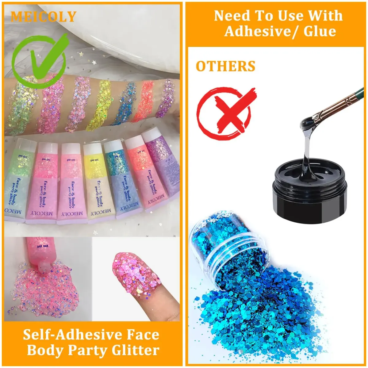 MEICOLY Chameleon Baby Pink Body Glitter Gel 0.93oz (26.4g) | Color-Changing Sparkle for Face, Body & Hair - view 5