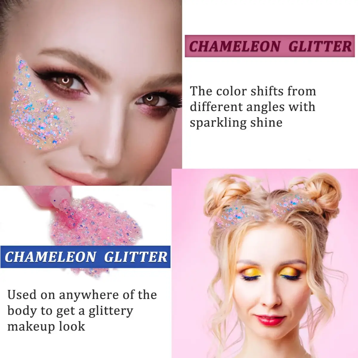 MEICOLY Chameleon Baby Pink Body Glitter Gel 0.93oz (26.4g) | Color-Changing Sparkle for Face, Body & Hair - view 3