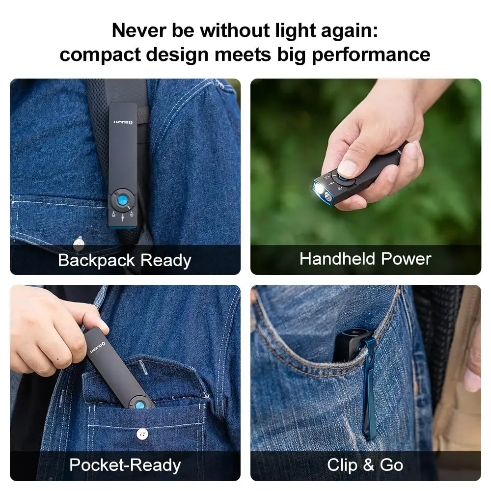 OLIGHT Arkfeld Pro Rechargeable EDC Flat Flashlight Black CW | 1300 Lumens White, UV, Green Beam - view 5