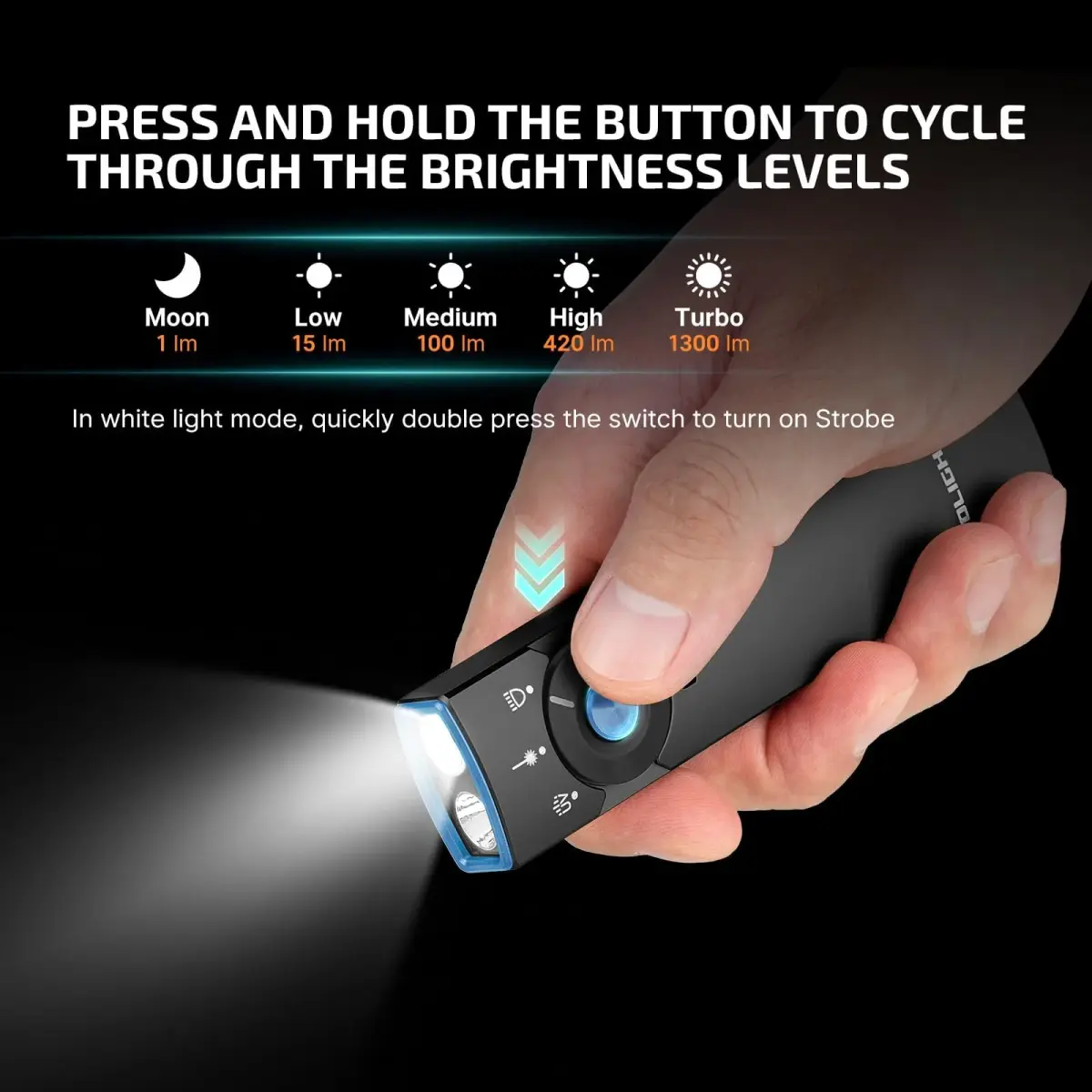 OLIGHT Arkfeld Pro Rechargeable EDC Flat Flashlight, Black NW 1300 Lumens | Multi-Source Emitter - view 2