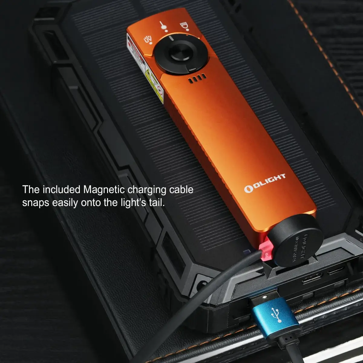 OLIGHT Arkfeld Pro Orange CW EDC Flat Flashlight | 1300 Lumens, UV & Green Beam, Magnetic Charging - view 6