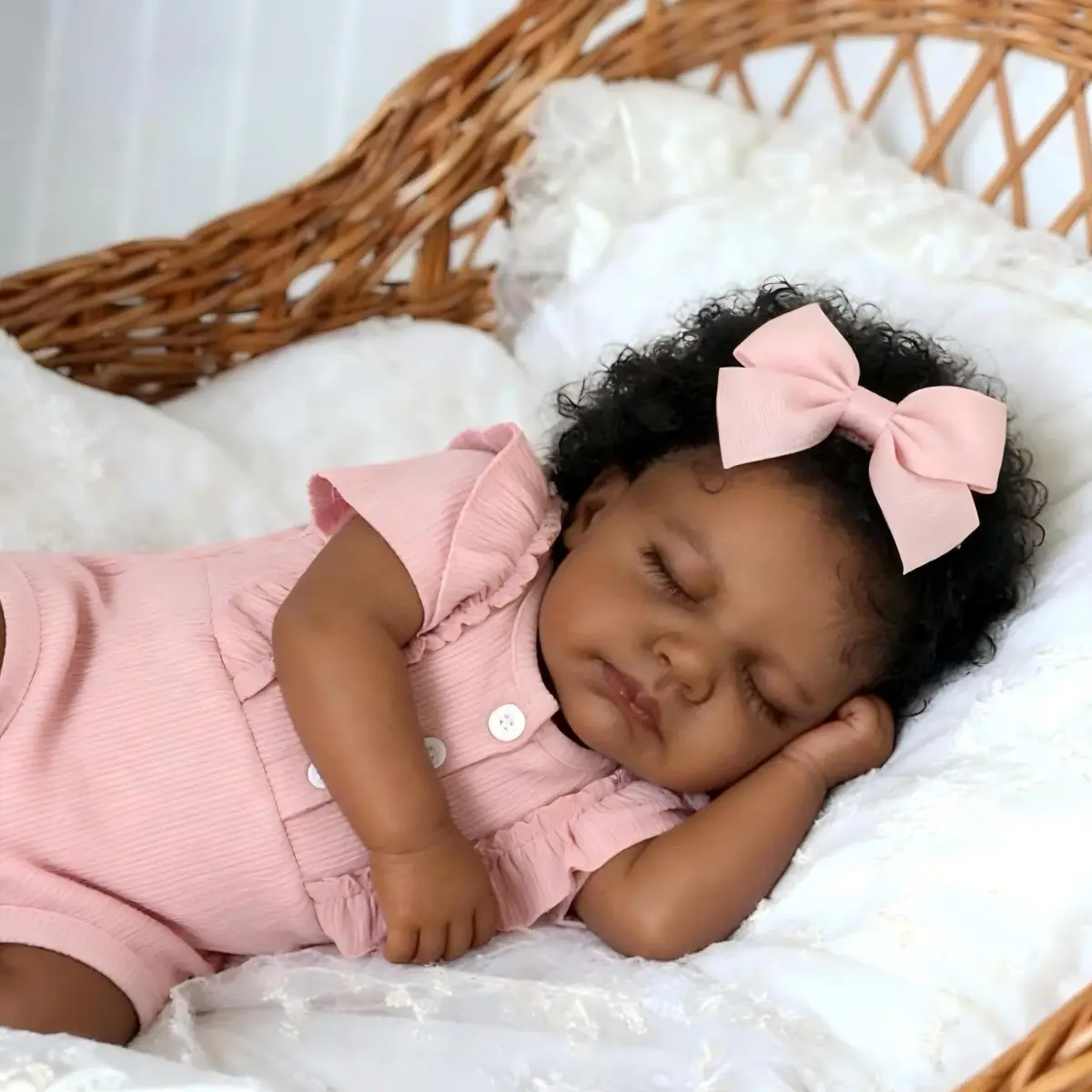 Pinky Reborn Realistic African American Baby Doll Girl 20 Inch Full Body Silicone Vinyl Toy | Age 3+ - view 2